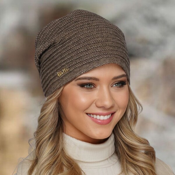 Dámska čiapka Krumlovanka - hnedá melanž W-0026/Z2P 64990566