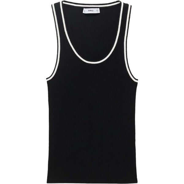 MANGO Vyšívaný top SHADOWIN čierna / biela 65659226