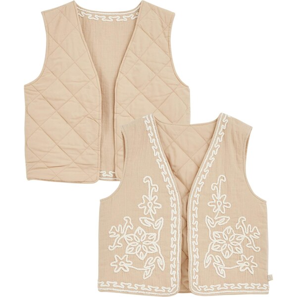 WE Fashion Vesta béžová / biela 65884071