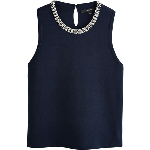 Next Vyšívaný top námornícka modrá / priehľadná 65843859