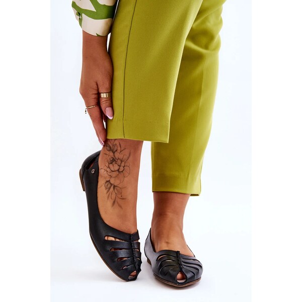 Kesi Pohodlné kožené dámske baleríny Black Luka 65549006