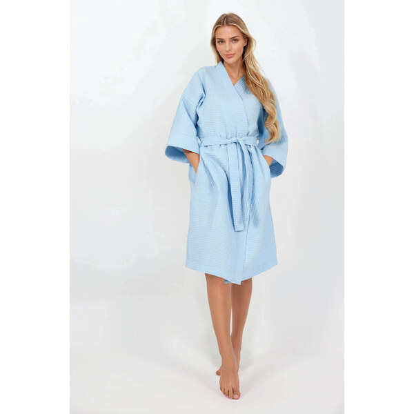 Modrý dámsky župan - Momenti Per Me 65447200