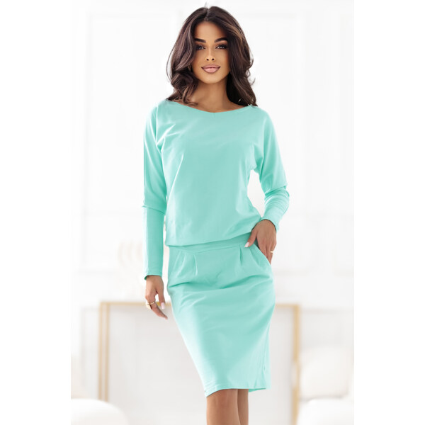 numoco 189-12 Mikinové šaty s dlhými rukávmi a vreckami - pohodlný 65554173