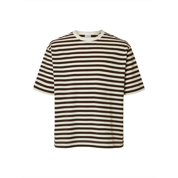 SELECTED Tričko SLHDAN nebielená / tmavohnedá 64996934