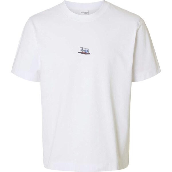 SELECTED Tričko SLHPETE LICENSE modrosivá / hnedá / čierna / biela 64996936