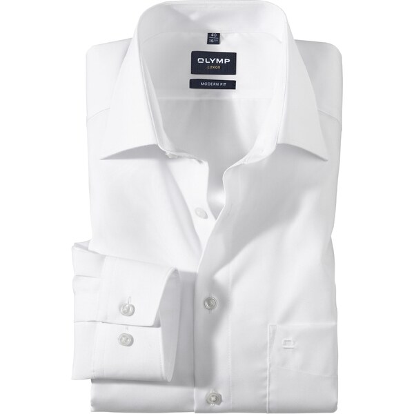 Pánska biela bavlnená Luxor košeľa OLYMP modern fit 52170000