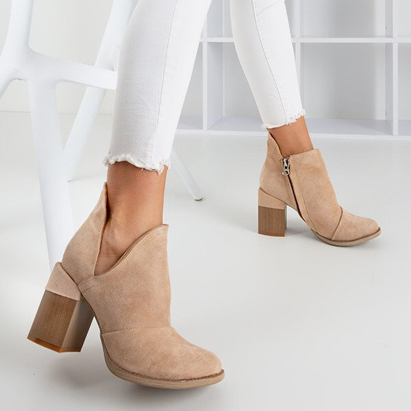 Resti Beige womens boots on a post with cutouts Cintura - Footwear 65004817