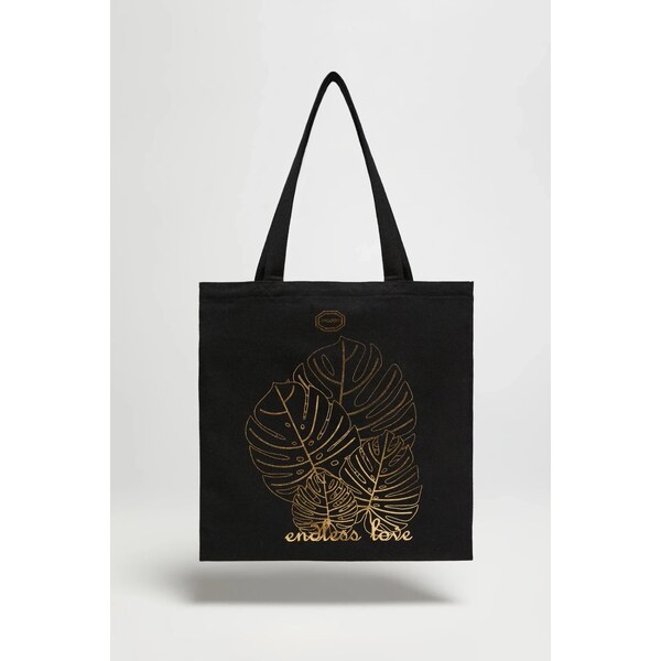 Marisse Black Printed Shopper Bag 65004637