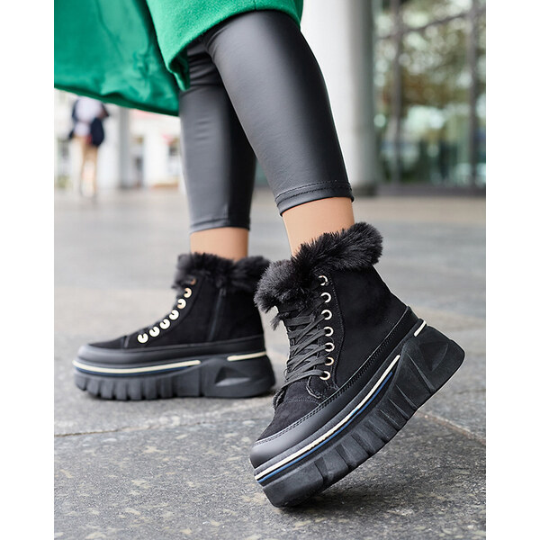 Resti Black womens lace-up platform snow boots Neatesa - Footwear 65004839