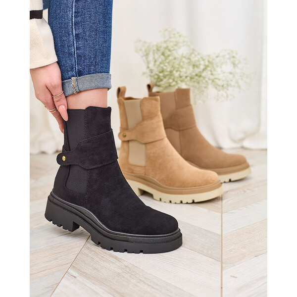 Resti Black womens boots with decorative strap Doasa 65004887