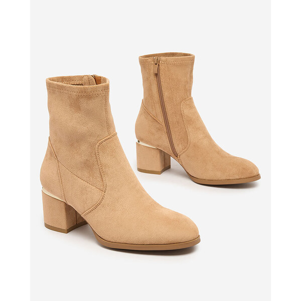 Resti Light brown womens low stiletto boots Rejerra 65004886