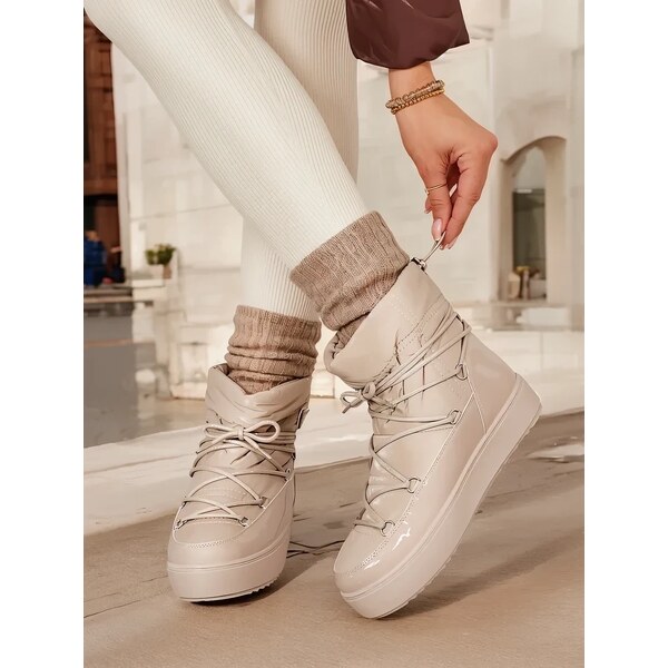 Resti Womens slip-on boots ala snow boots in light brown Vevnose 65004907