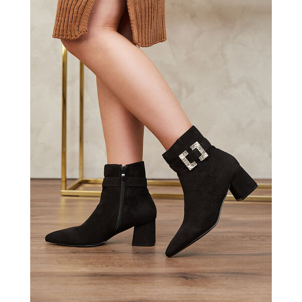 Resti Black womens low stiletto boots Masemart 65004931