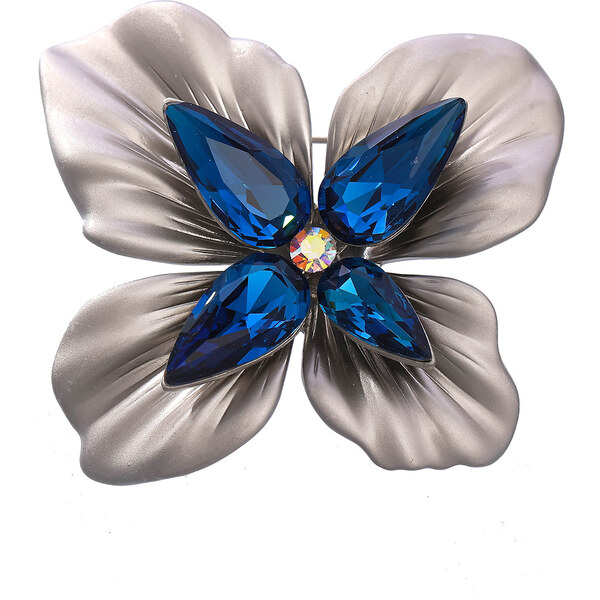 Troli Originálna brošňa s modrými kryštálmi Kvet Silver 66991442