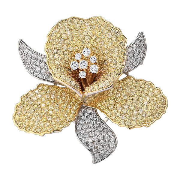 Troli Luxusné bicolor brošňa v tvare kvetu Gold 66581050