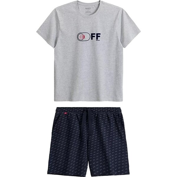 Krátke pánske pyžamo Atlantic so vzorovanými kraťasmi NMP-395 kr/r S 65006875