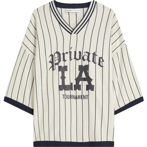 Bershka Tričko tmavosivá / čierna / šedobiela 65887344