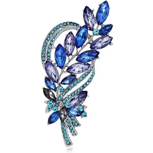 Troli Úchvatná brošňa s farebnými kryštálmi Vetvička Silver 66853378