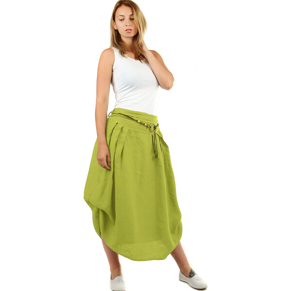 Glara Dámska dlhá balónová sukňa lanová 32796004