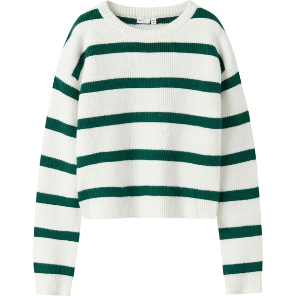 NAME IT Sveter NKFVNILLA tmavozelená / biela 65415174
