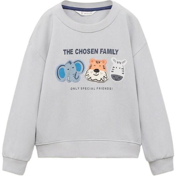 MANGO KIDS Mikina FAMILY modrá / svetlosivá / oranžová / biela 65558970