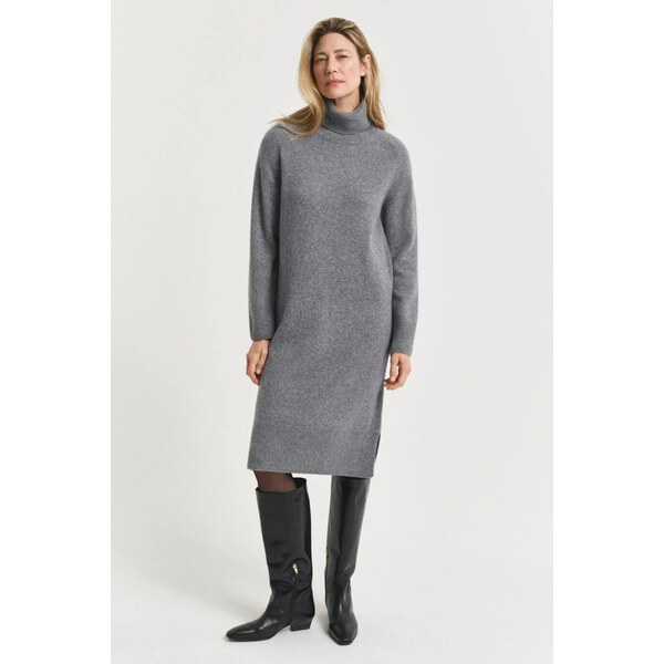 ŠATY GANT DETAIL TURTLENECK DRESS CHARCOAL MELANGE 64944425