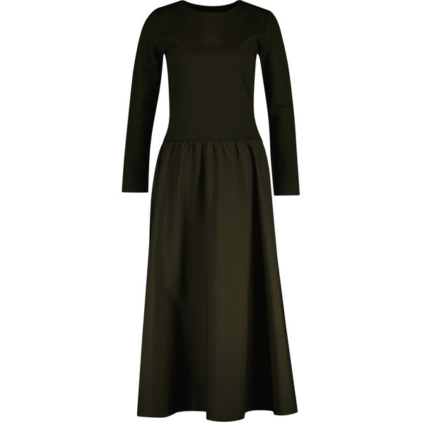 ŠATY GANT MIDI JERSEY WOVEN COMBO LS DRESS GREEN LAGOON 65024994