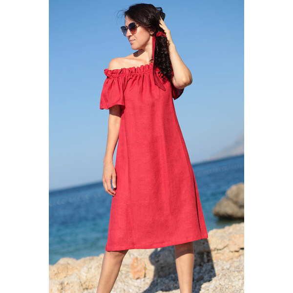 Lotika Linen České ľanové carmen šaty 65033462