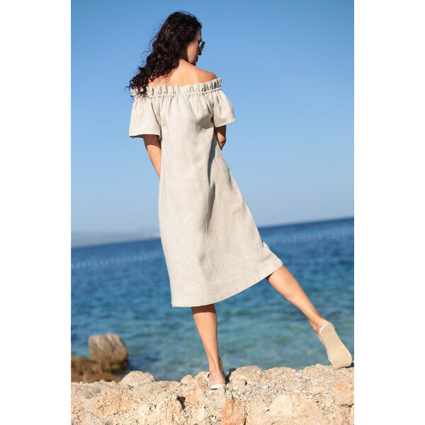 Lotika Linen České ľanové carmen šaty 65033463