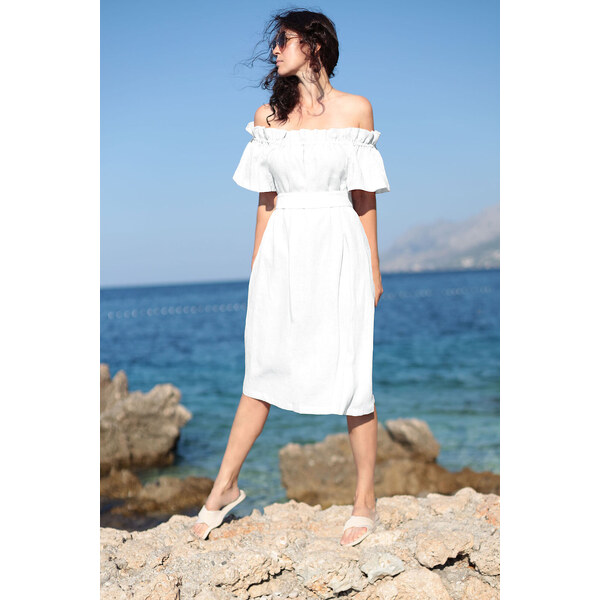 Lotika Linen České ľanové carmen šaty 65033465