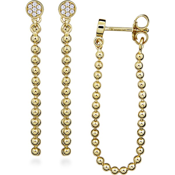 Silver Cat Retiazkové pozlátené náušnice s kubickými zirkónmi SC534 66579921