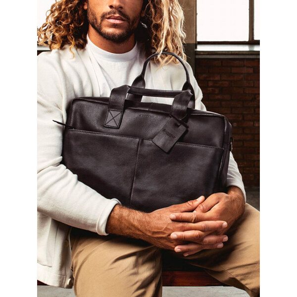 Pánska kožená taška na notebook Burkely Josse - čierna 20839705