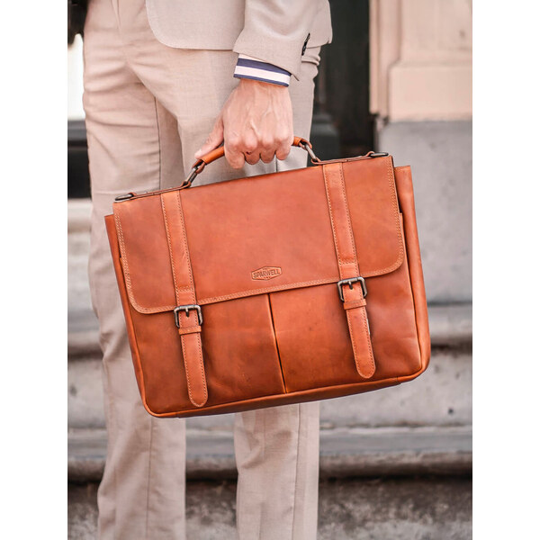 Pánska kožená aktovka Sparwell Berno - koňak 44072154