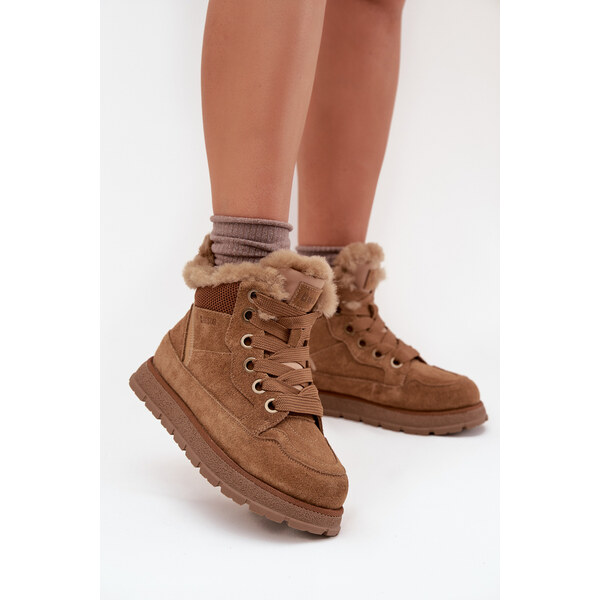 BIG STAR SHOES Semišové Snehule Dámske Na Platforme S Kožúškom Big 65047444