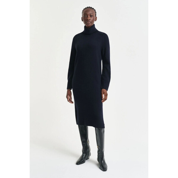 ŠATY GANT DETAIL TURTLENECK DRESS EVENING BLUE 64944424