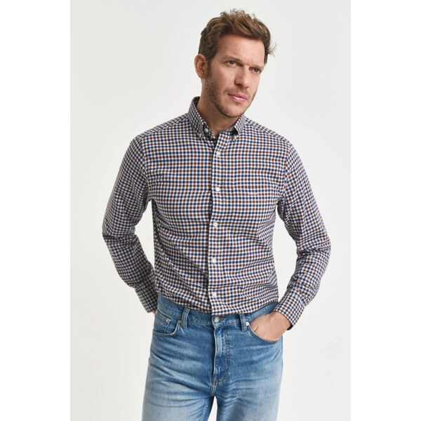 KOŠEĽA GANT REG TWILL GINGHAM SHIRT MAHOGANY BROWN 65051940