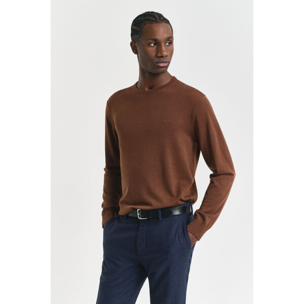 SVETER GANT EXTRAFINE MERINO WOOL C-NECK MAHOGANY BROWN 65051957