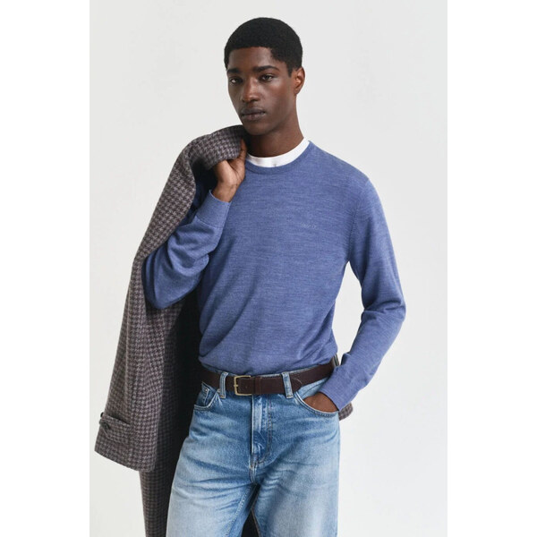 SVETER GANT EXTRAFINE MERINO WOOL C-NECK STONE BLUE MELANGE 65051959