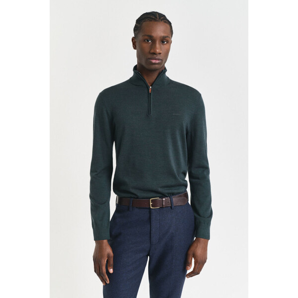 SVETER GANT EXTRAFINE MERINO WOOL HALF ZIP TARTAN GREEN 65051961