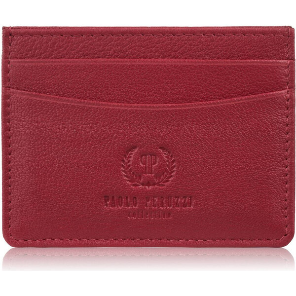 Paolo Peruzzi Kožené praktické puzdro na karty a vizitky | červená T 64735428