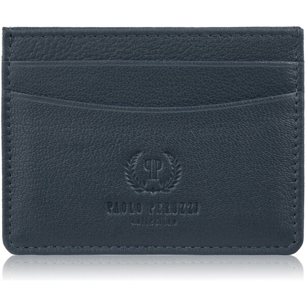 Paolo Peruzzi Kožené praktické puzdro na karty a vizitky | tmavomodrá 64735430