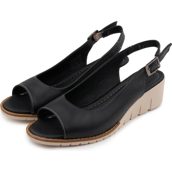 Vlnka Dámske kožené sandále na suchý zips Liliana čierna veľkosti 65797063