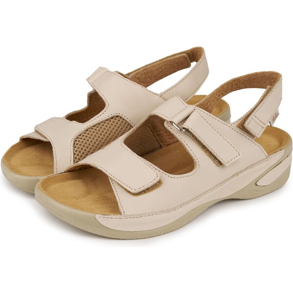 Vlnka Dámske kožené sandále na hallux Bianka krémová veľkosti obuvi - 65797180