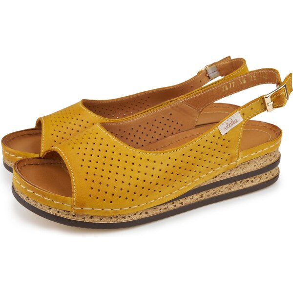 Vlnka Dámske kožené sandále Elena žltá veľkosti obuvi - dospelí 38 65797184