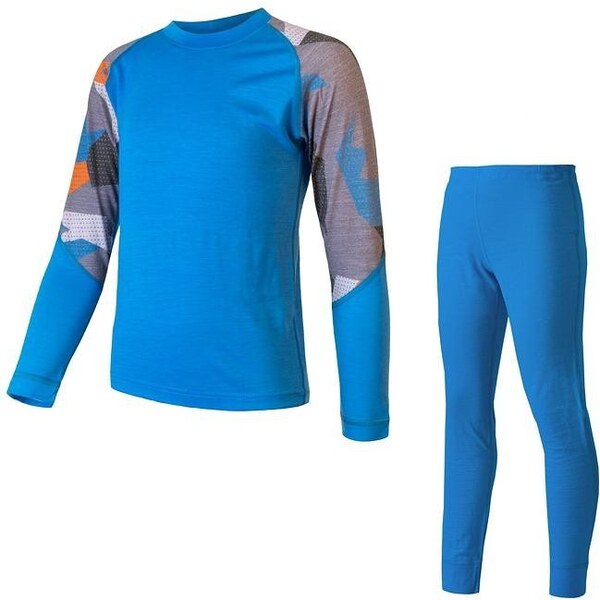 Detská súprava funkčného oblečenia Sensor Merino Impress modrá/camo 65796965