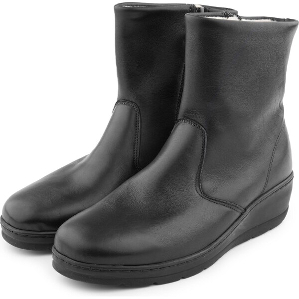 Vlnka Dámske kožené kapce s ovčou vlnou čierna veľkosti obuvi - 65797009