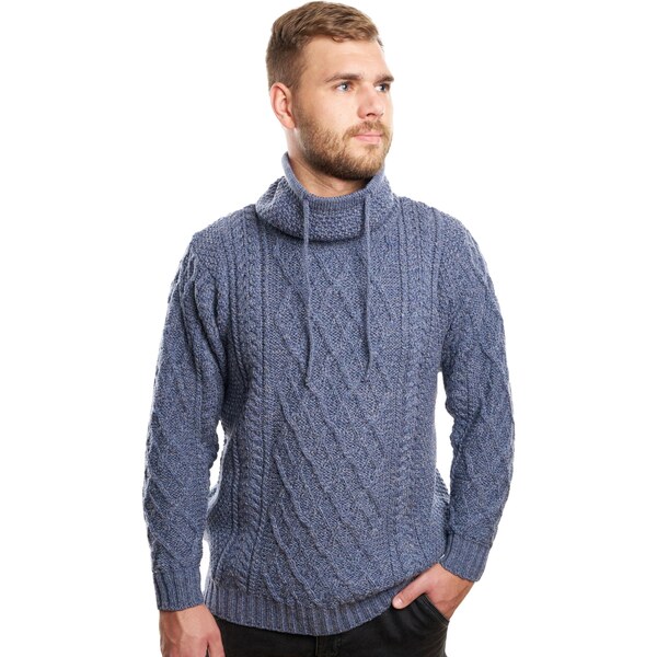 Vlnka Pánsky vlnený rolák so šnúrkami Merino modrá veľkosti oblečenia 65797173