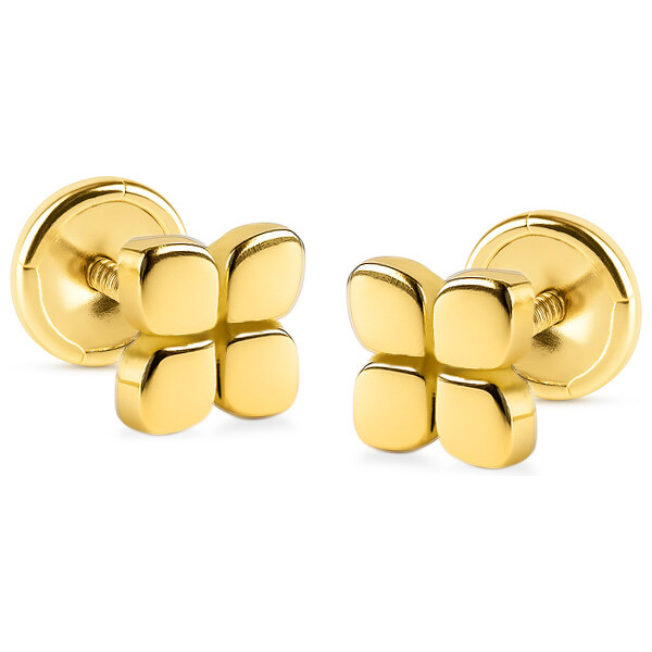 Brilio Slušivé náušnice zo žltého zlata Štvorlístok 14/194.581/17 66581694