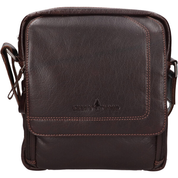 Pánska kožená taška cez rameno Greenwood Monte - tmavo hnedá 65065319