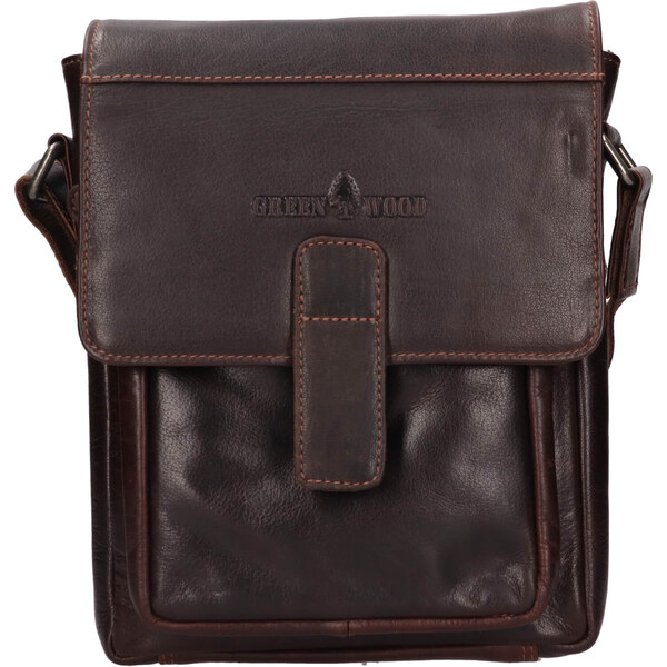 Pánska kožená taška cez rameno Greenwood Nito - tmavo hnedá 65065327
